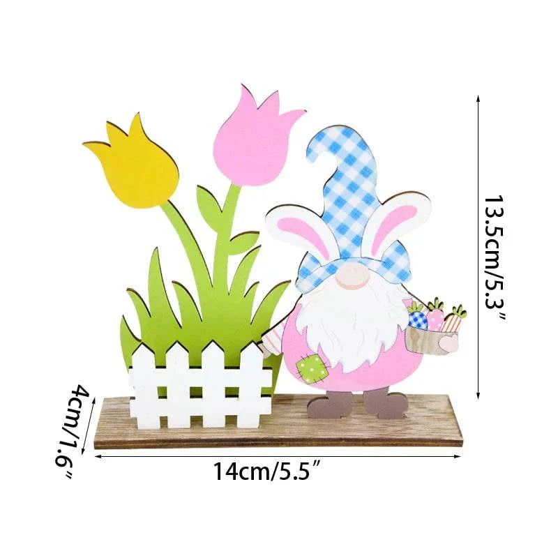 Artisanal Wooden Signs DIY Craft for Desktop Centerpieces – Featuring Decorative Rabbit, Flower, and Gnome Ornaments