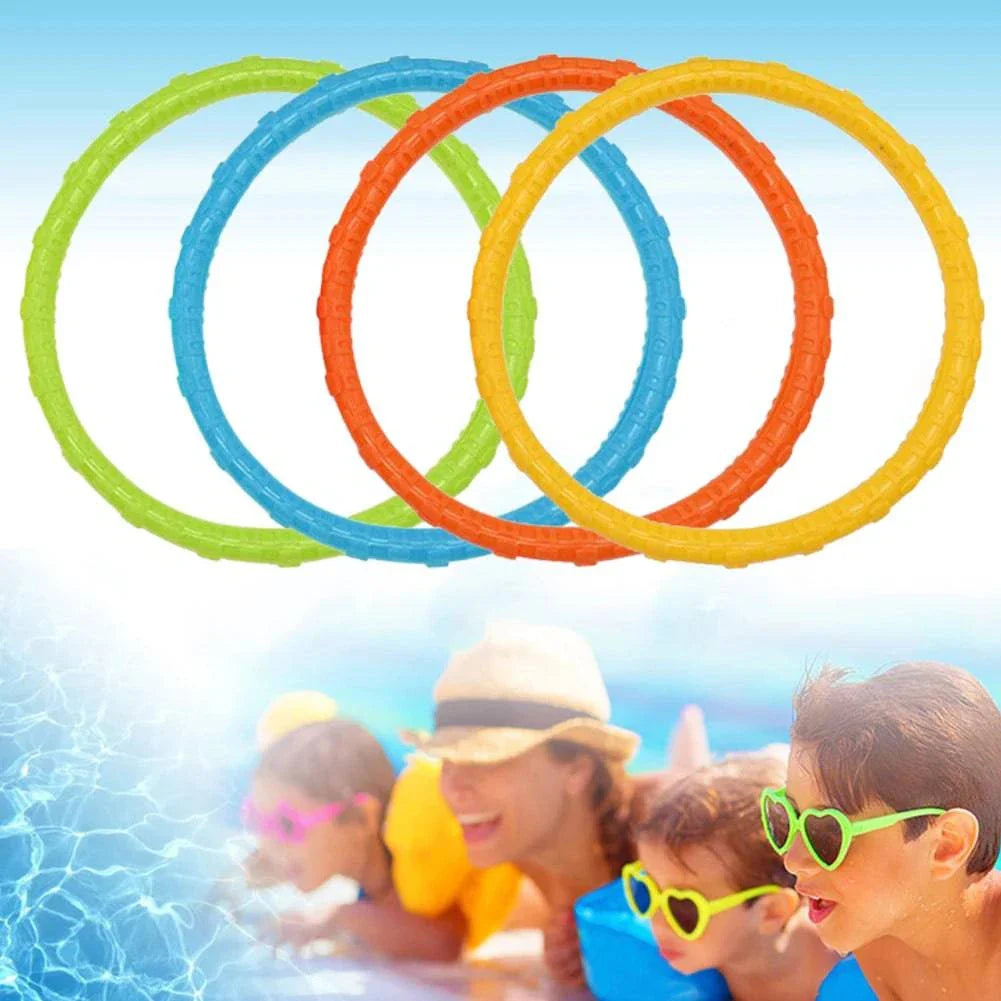 4-Piece Summer Pool Diving Toys Set - Multicolor Swim Dive Toy Set for Creative Underwater Fun (Choose from Torpedoes, Rods, Rings, or Soft Spheres)