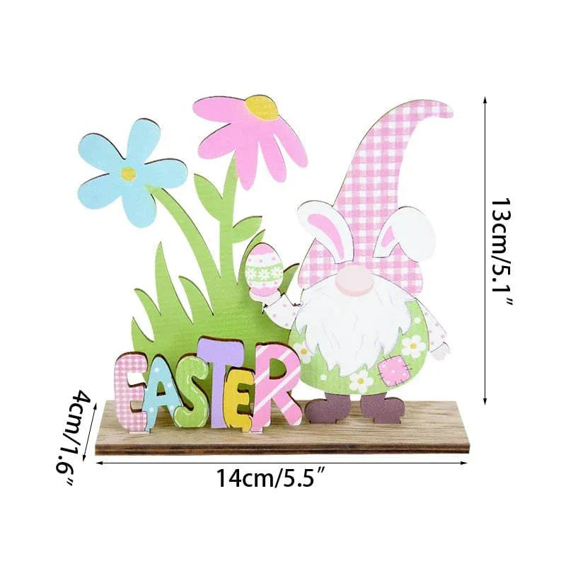 Artisanal Wooden Signs DIY Craft for Desktop Centerpieces – Featuring Decorative Rabbit, Flower, and Gnome Ornaments